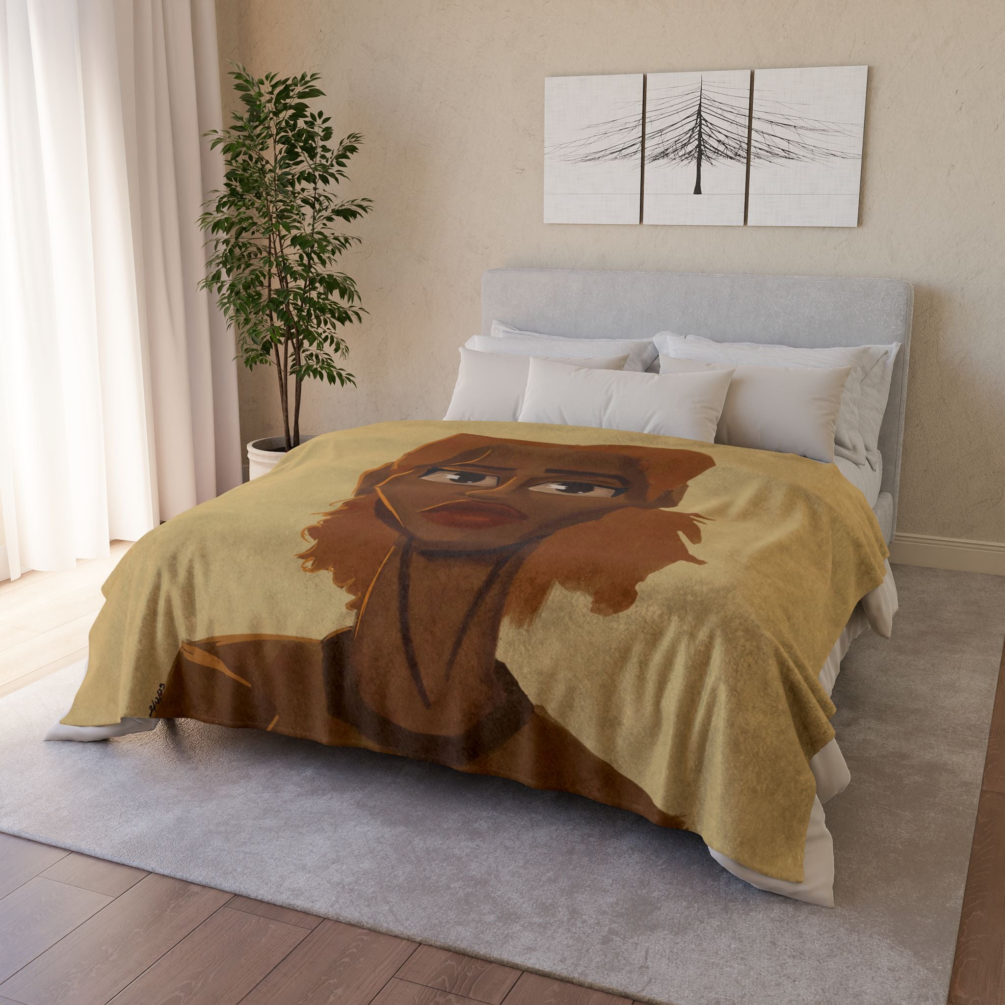 ‘Beige/Lisa’ Soft Polyester Blanket