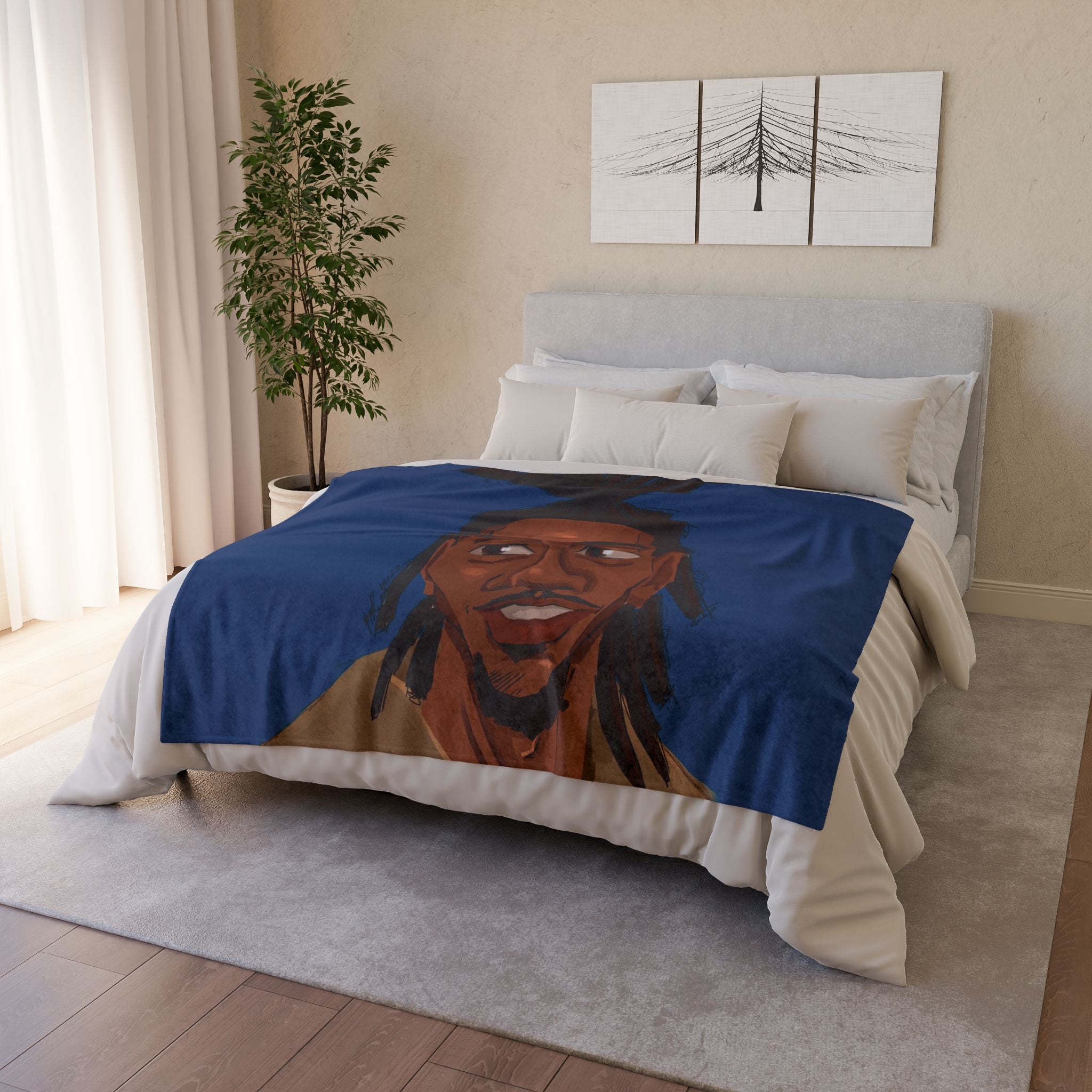 ‘Blue/Travis’ Soft Polyester Blanket